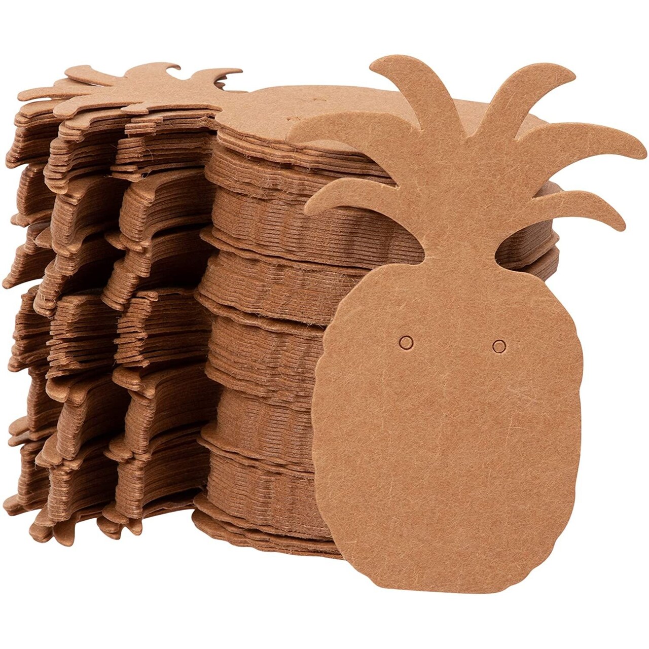 Earring Cards - 300-Pack Earring Card Holder, Pineapple Shaped Kraft Paper Jewelry Display Cards for Earrings, Ear Studs, Brown, 1.75 x 2.5 Inches